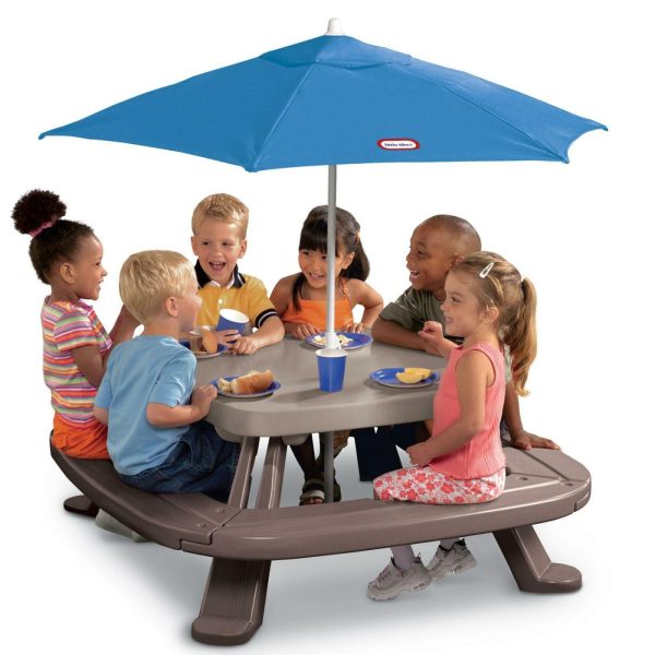 Patio Furniture | Fold ‘N Store™ Picnic Table With Market Umbrella Furniture Little Tikes